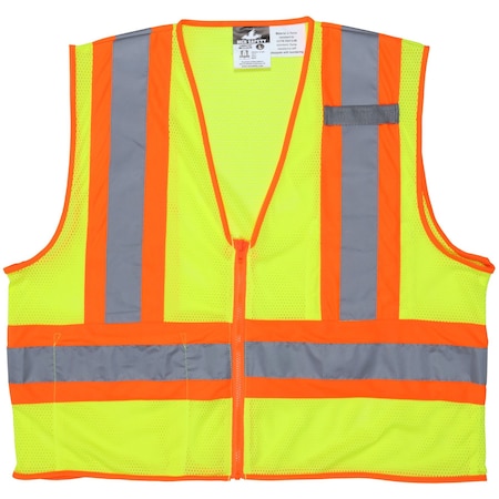 Mcr Safety FR Two-Tone Hi-Vis Safety Vest 2XL Class 2 , Zipper 2 Pockets, 1 Mic Tab WCCL2LFRX2